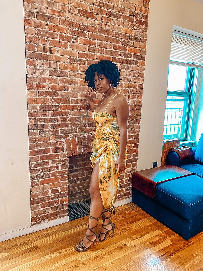 Pretty little thing orange tie dye corset and ruched midi skirt